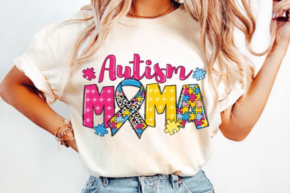 Autism Mama with Ribbon