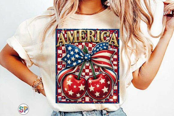 America with Cherries DTF Transfer