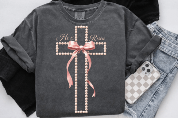 Faux Pearls Cross (Shirt)